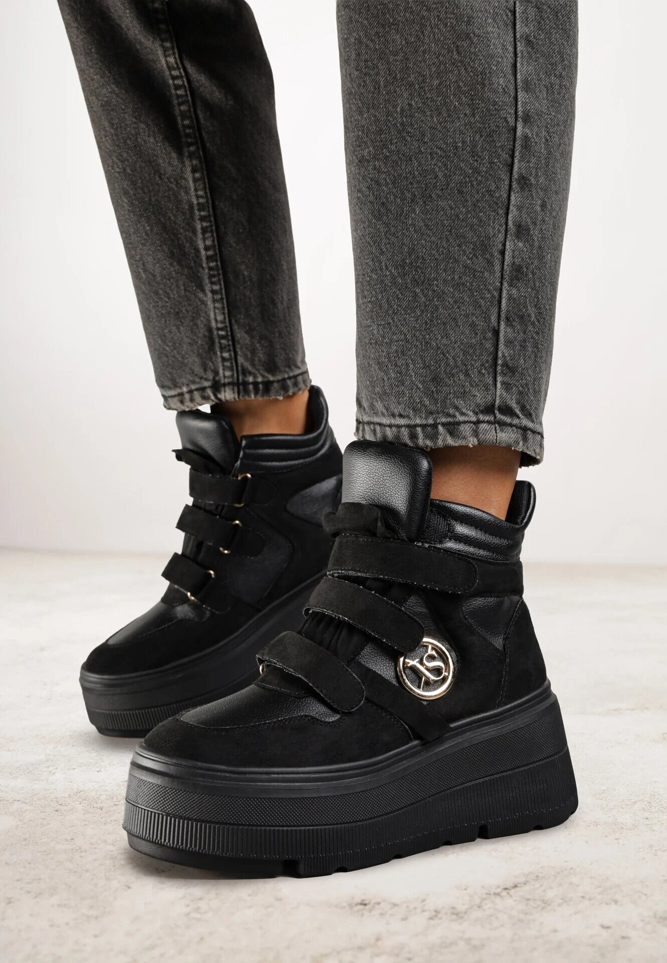 vices Botine Negre Stil Sneakers cu Platformă Afirriva