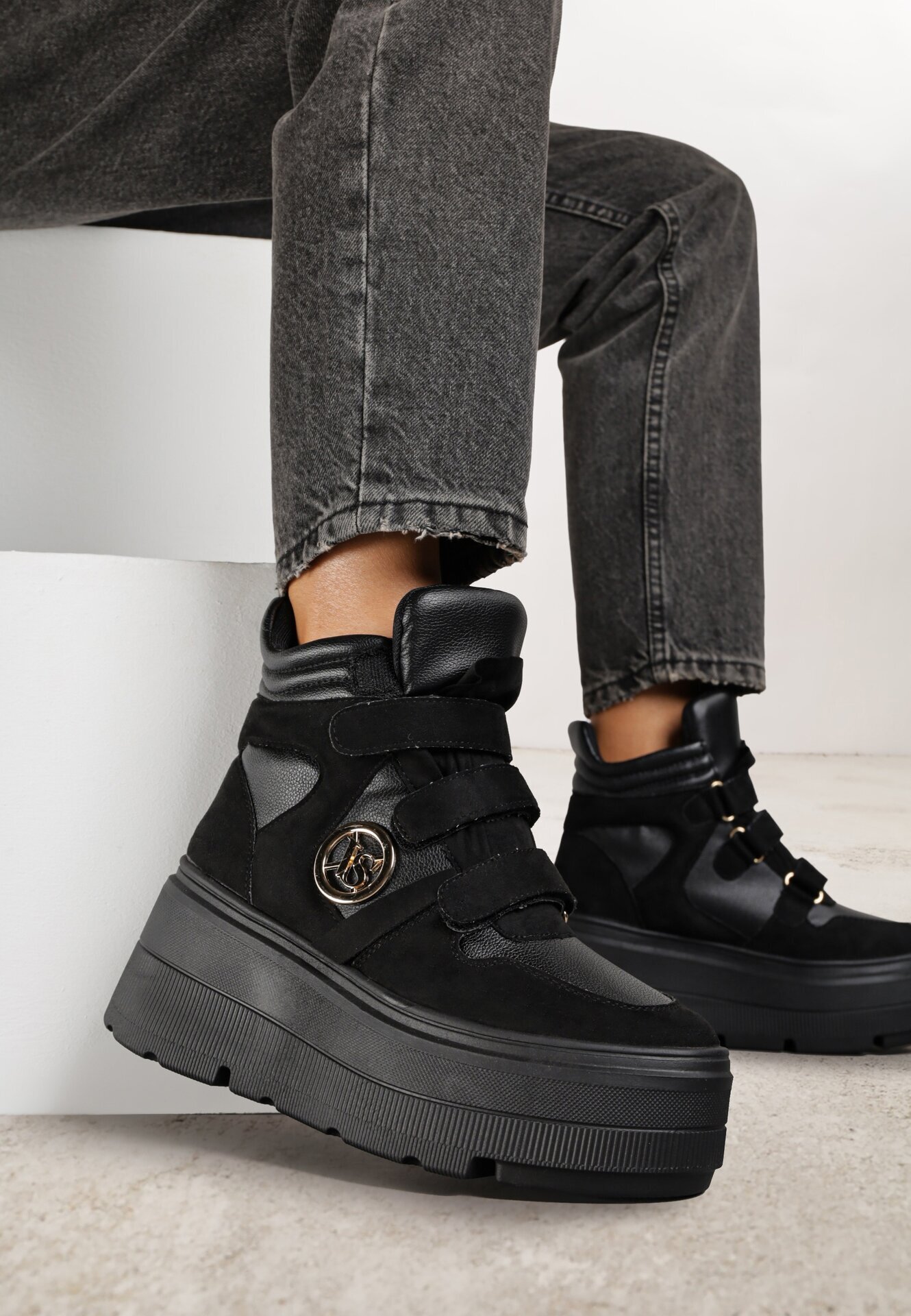 vices Botine Negre Stil Sneakers cu Platformă Afirriva