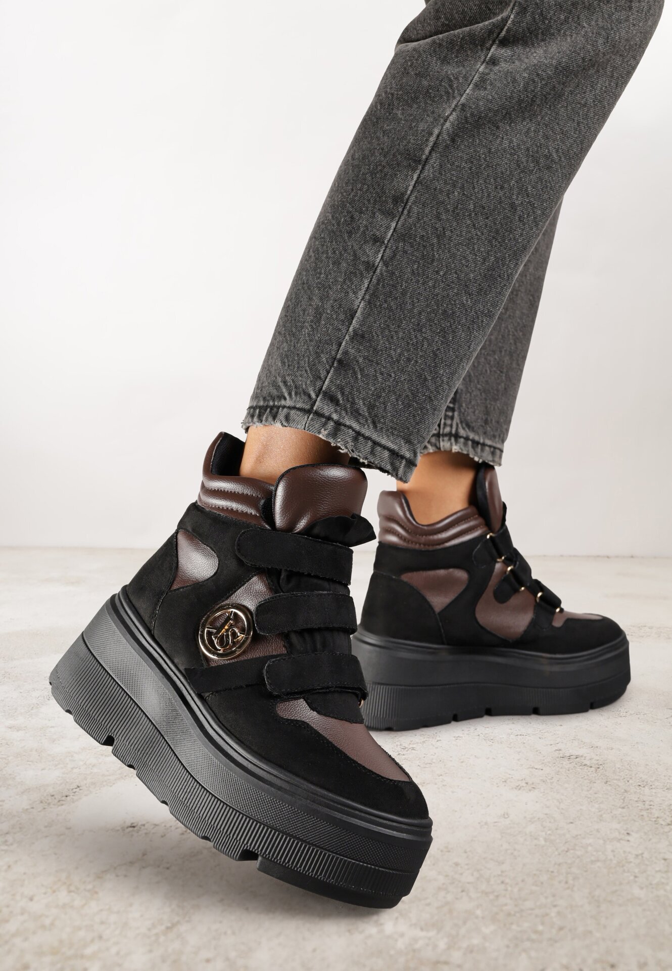 vices Botine Negru-Maro Stil sneakers cu Platformă Afirriva