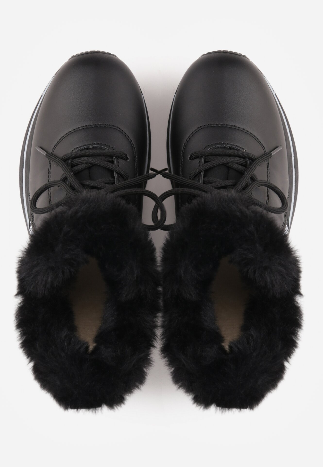 vices Botine Sneakers Negre cu Talpă Groasă cu Blăniță Biqilee