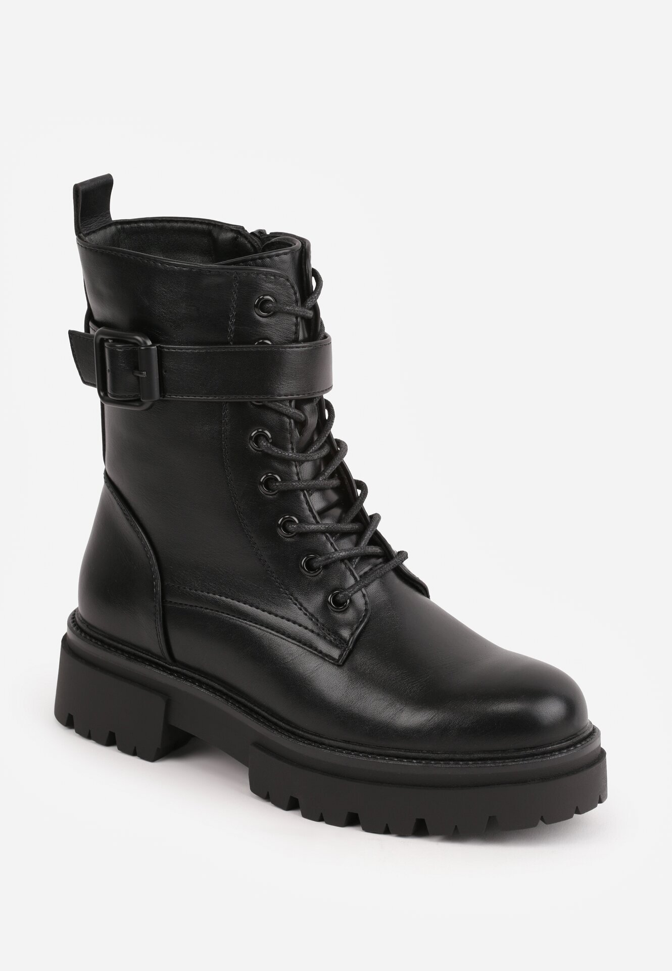 vices Botine Worker Negre cu Curea Decorativă cu Cataramă Feillis