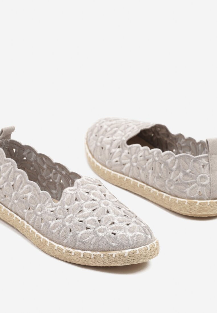 vices Espadrile Cenușii Perforate cu model Floral din Împletitură Donavia