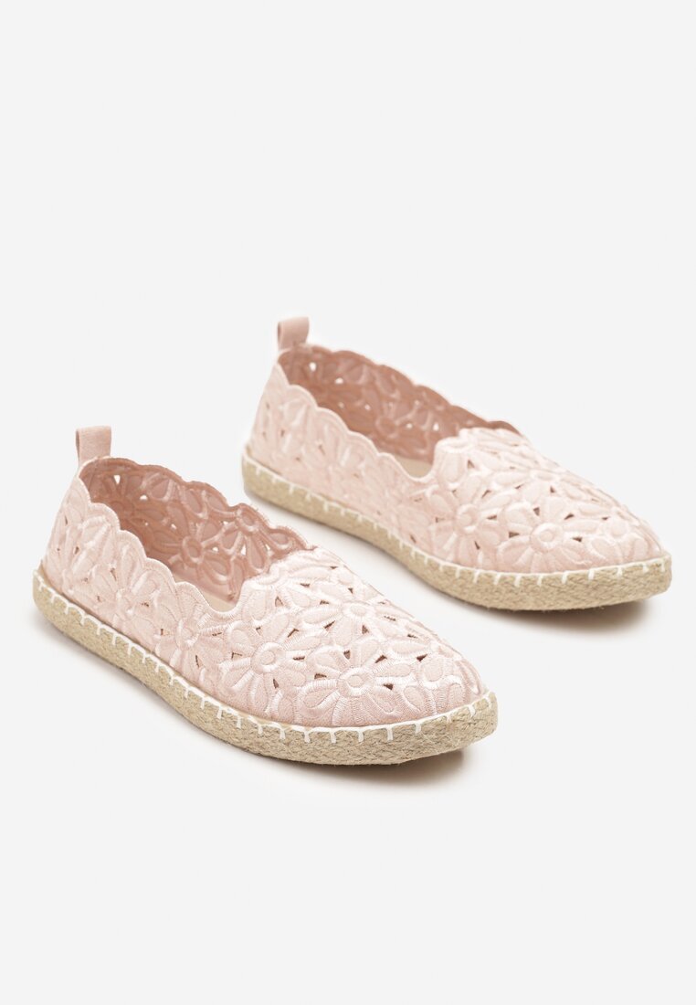 vices Espadrile Roz Perforate cu Model Floral din Împletitură Donavia