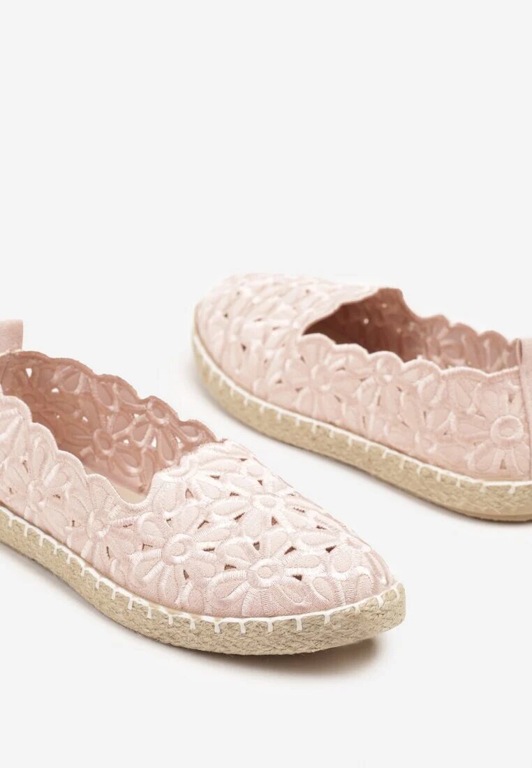 vices Espadrile Roz Perforate cu Model Floral din Împletitură Donavia