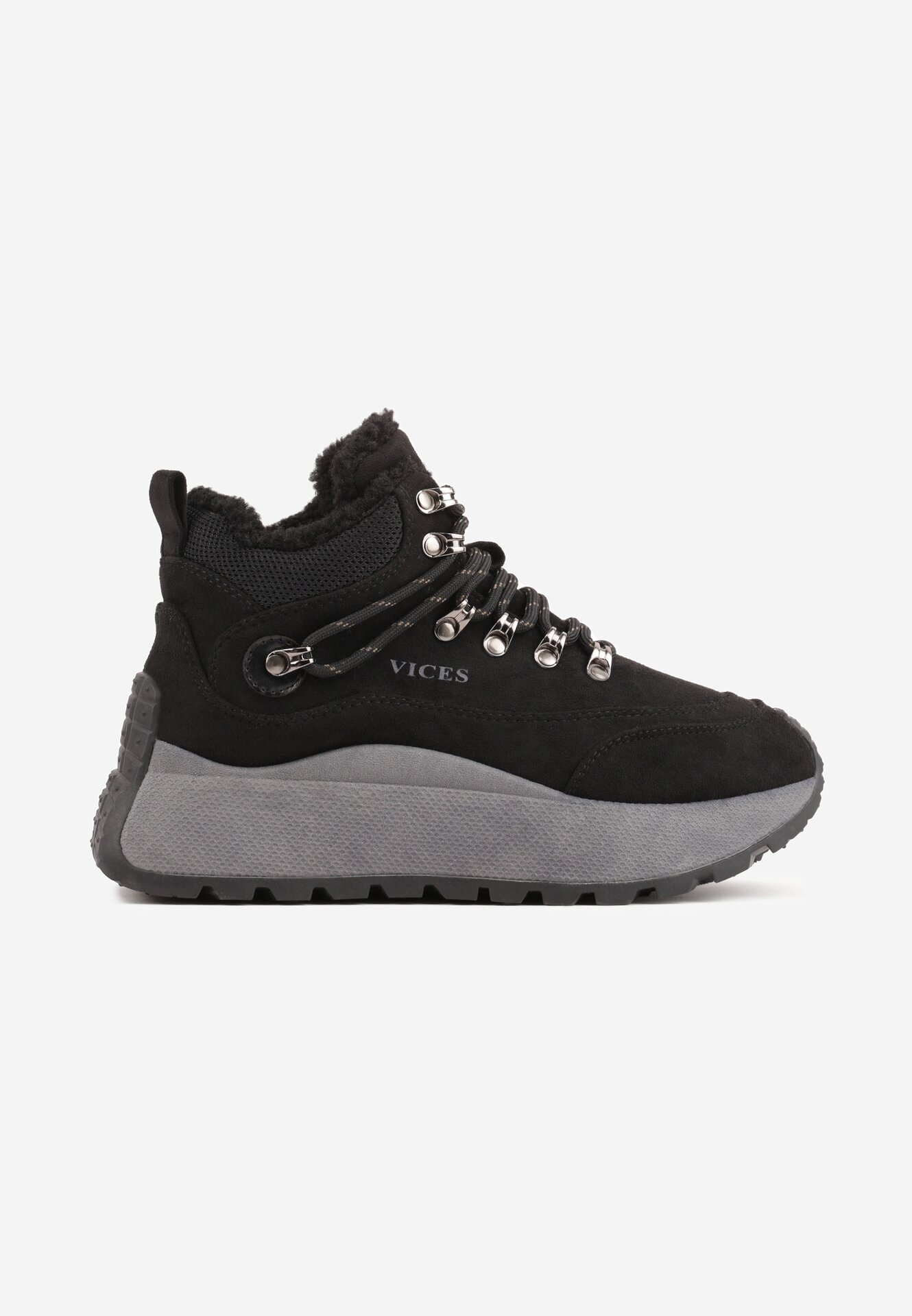 vices Ghete de zăpadă tip Sneakers Negre Sportive pe Talpă Groasă Nellsana