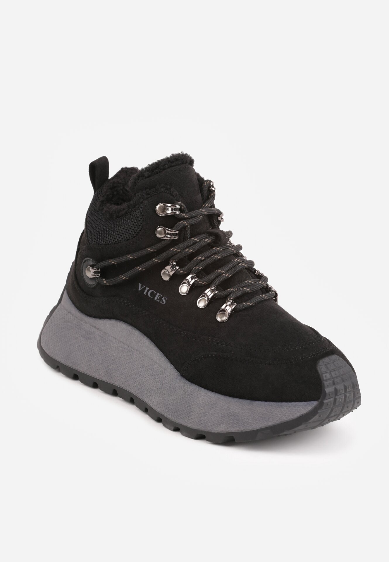 vices Ghete de zăpadă tip Sneakers Negre Sportive pe Talpă Groasă Nellsana