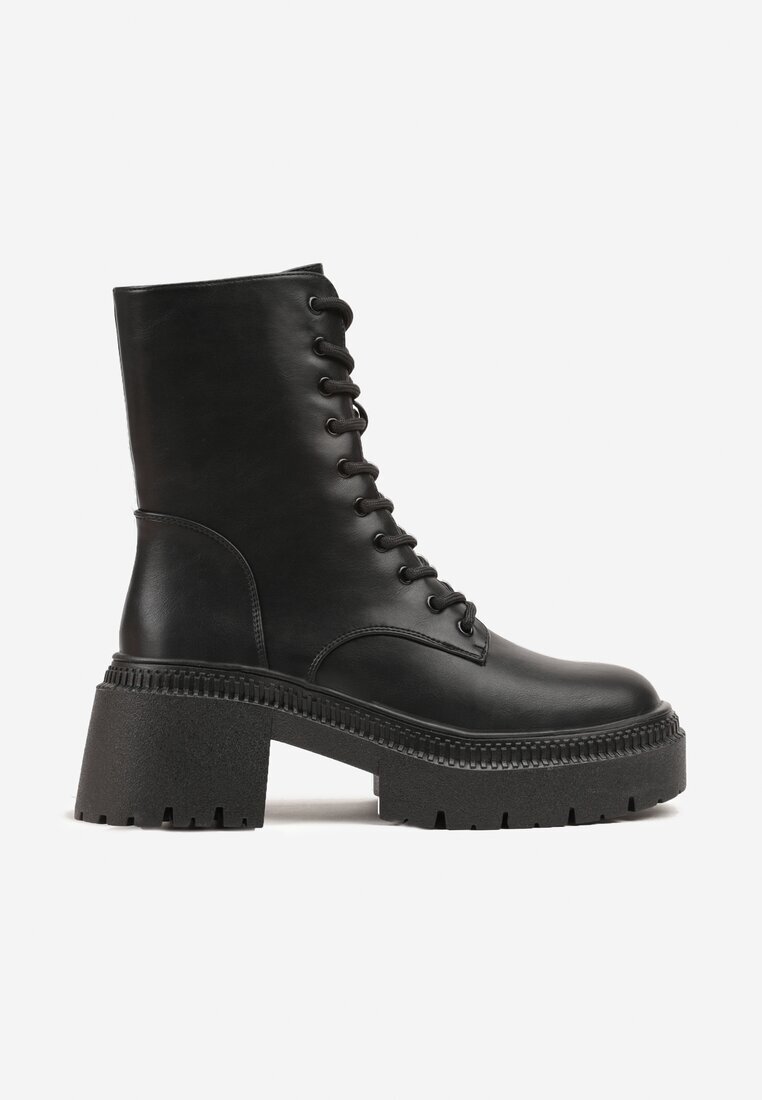 vices Ghete Negre Tip Worker cu platformă cu relief și ornament violet