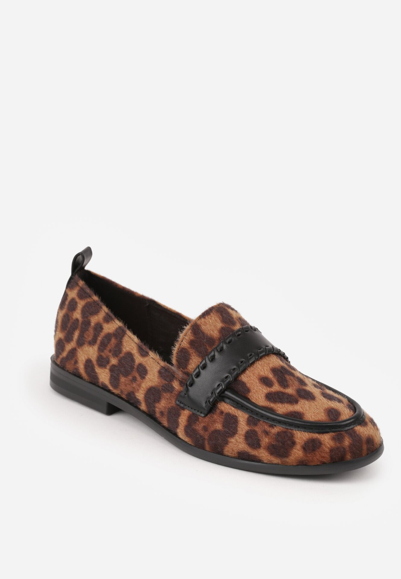 vices Mocasini Leopard cu branț de piele și cusături decorative Adestiia