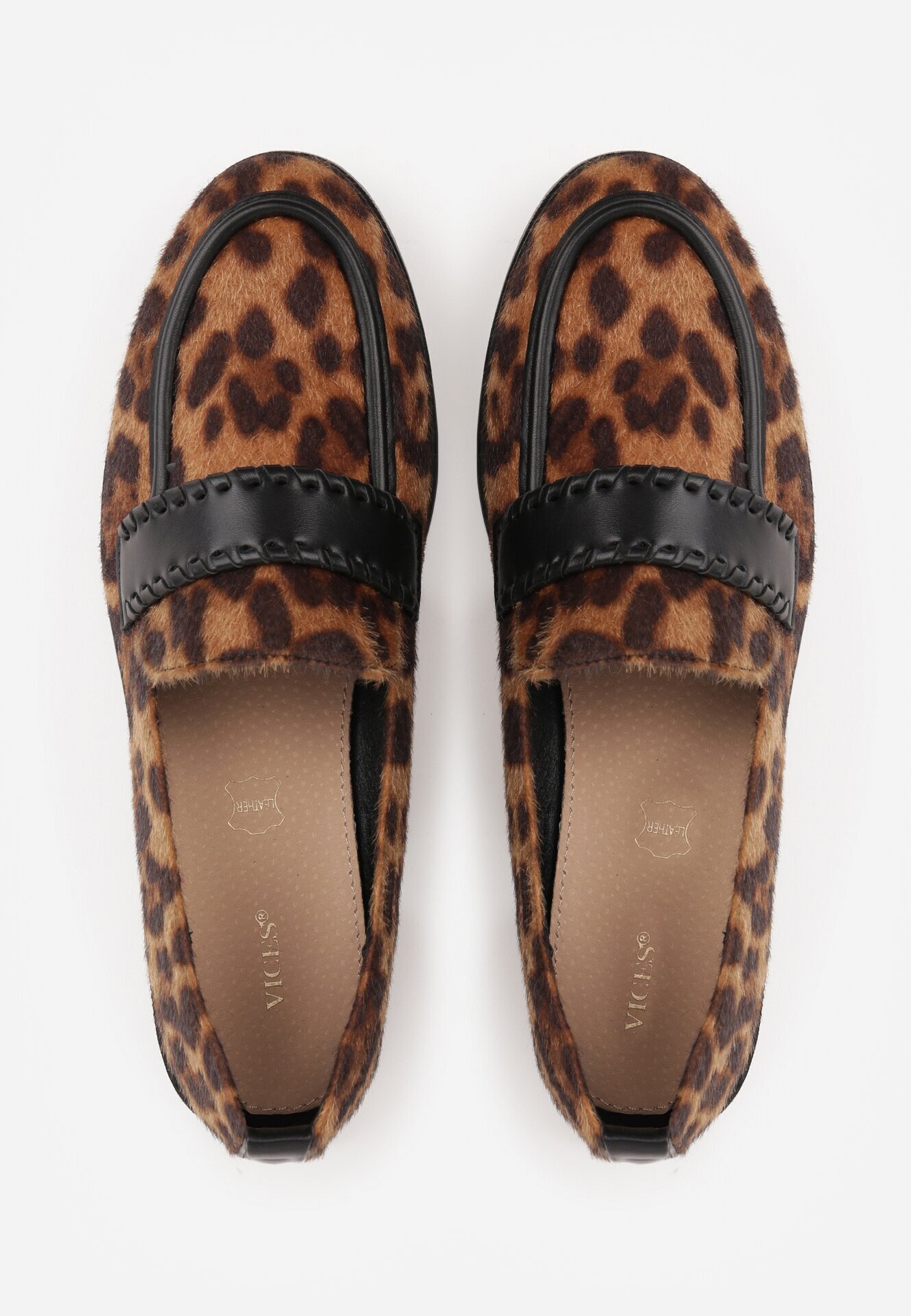 vices Mocasini Leopard cu branț de piele și cusături decorative Adestiia