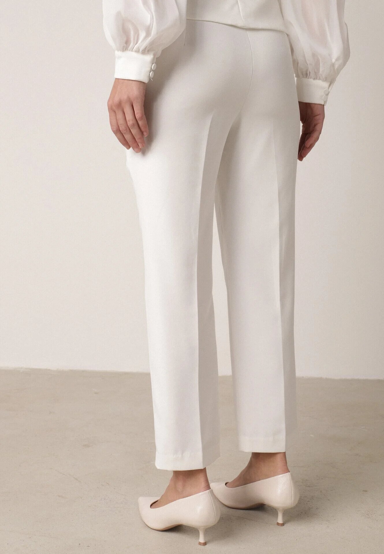 vices Pantaloni Albi Eleganți de Costum cu Buzunare Zervia