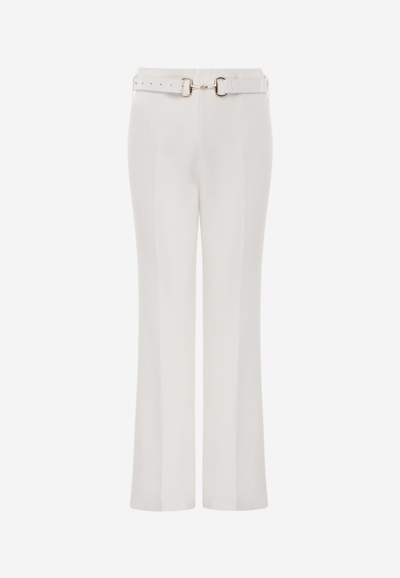 vices Pantaloni eleganți evazați cu dungă ornamentați cu dungi Neronia Albi