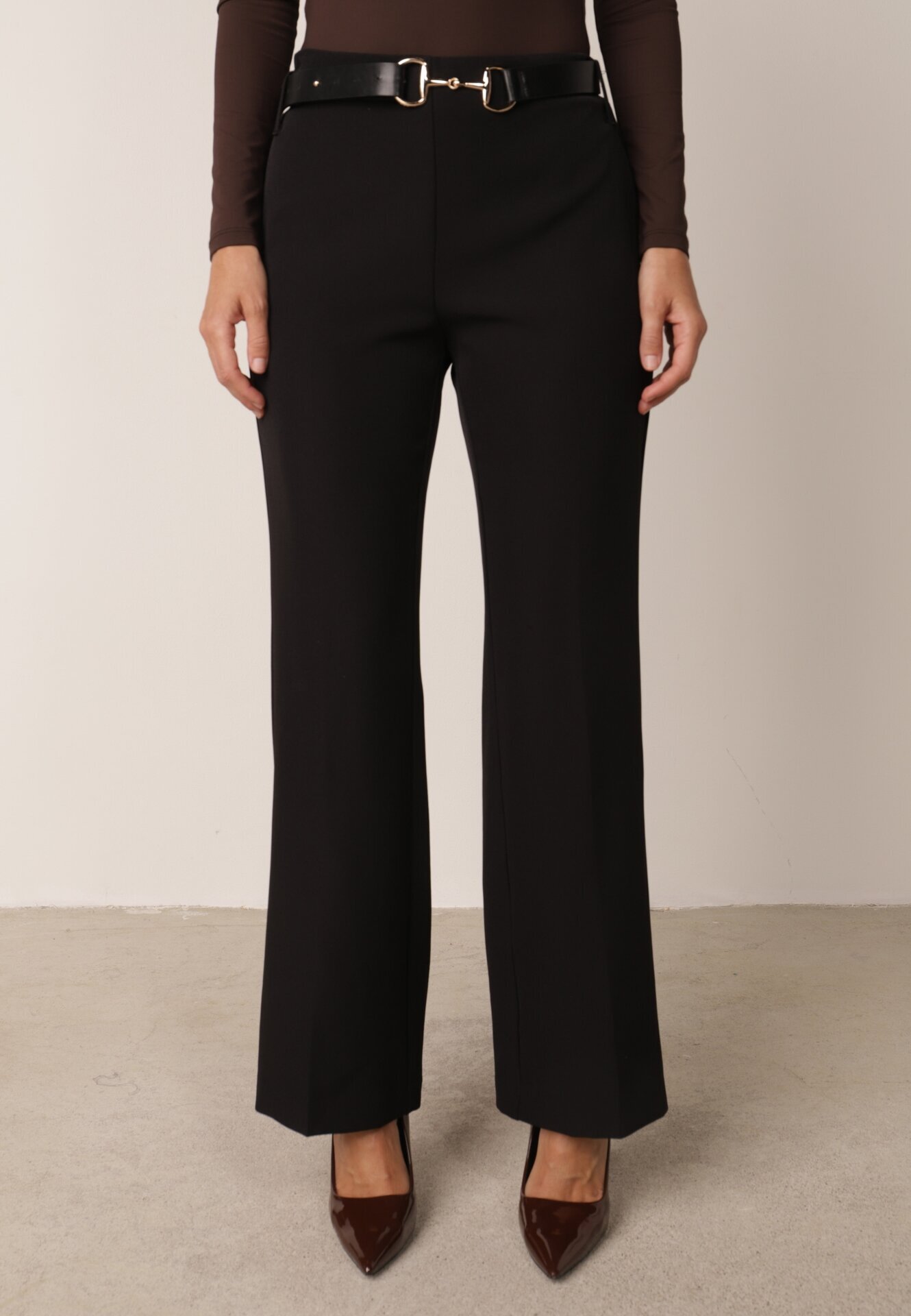 vices Pantaloni eleganți evazați cu dungă ornamentați cu dungi Neronia Negri