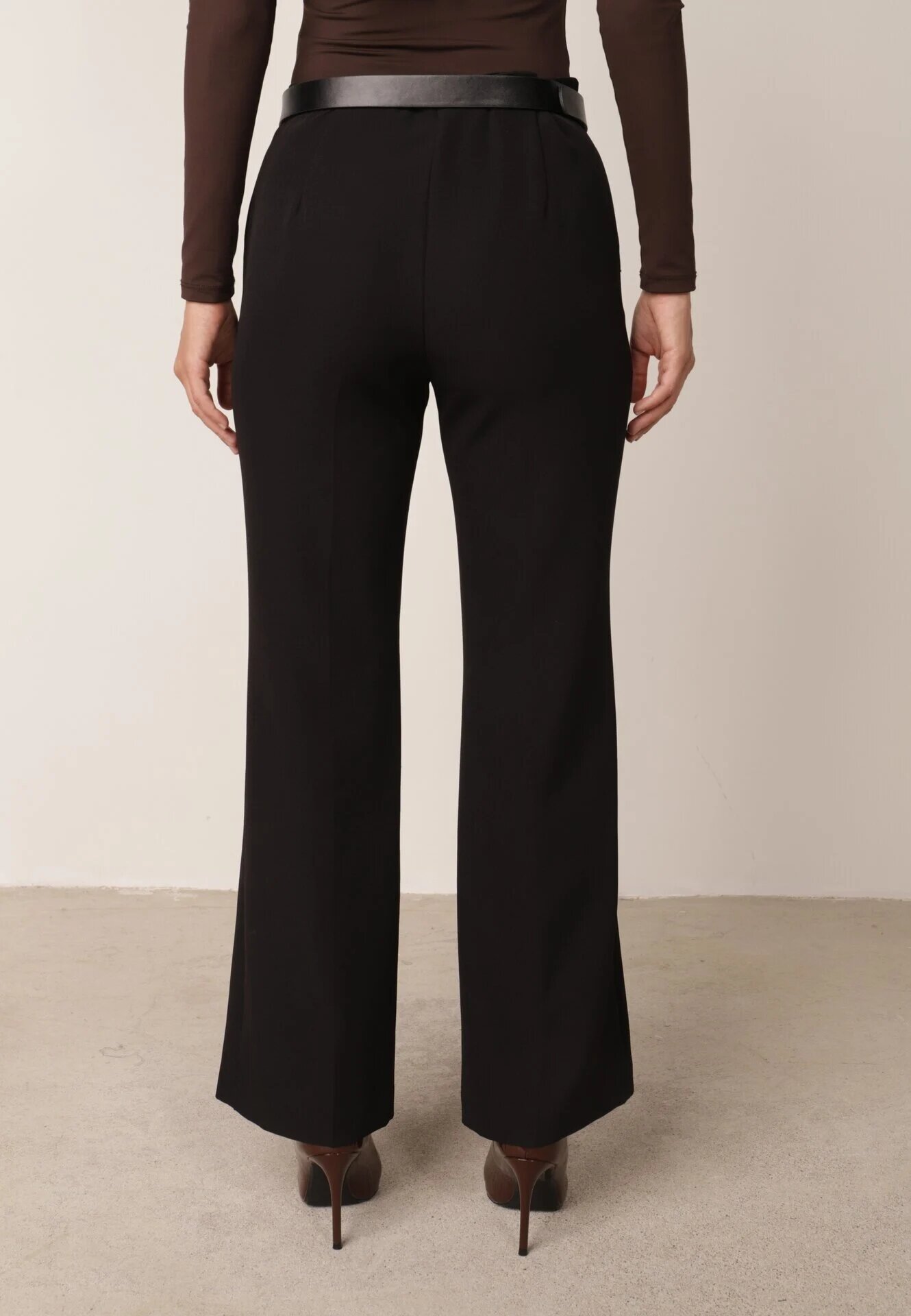 vices Pantaloni eleganți evazați cu dungă ornamentați cu dungi Neronia Negri