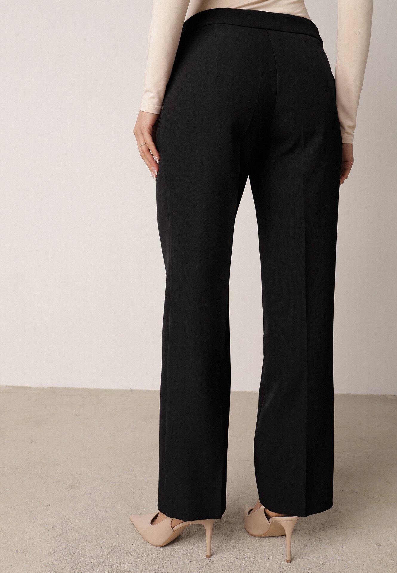 vices Pantaloni Eleganti Negri cu dungă cu centură cusută cu cataramă Azivore