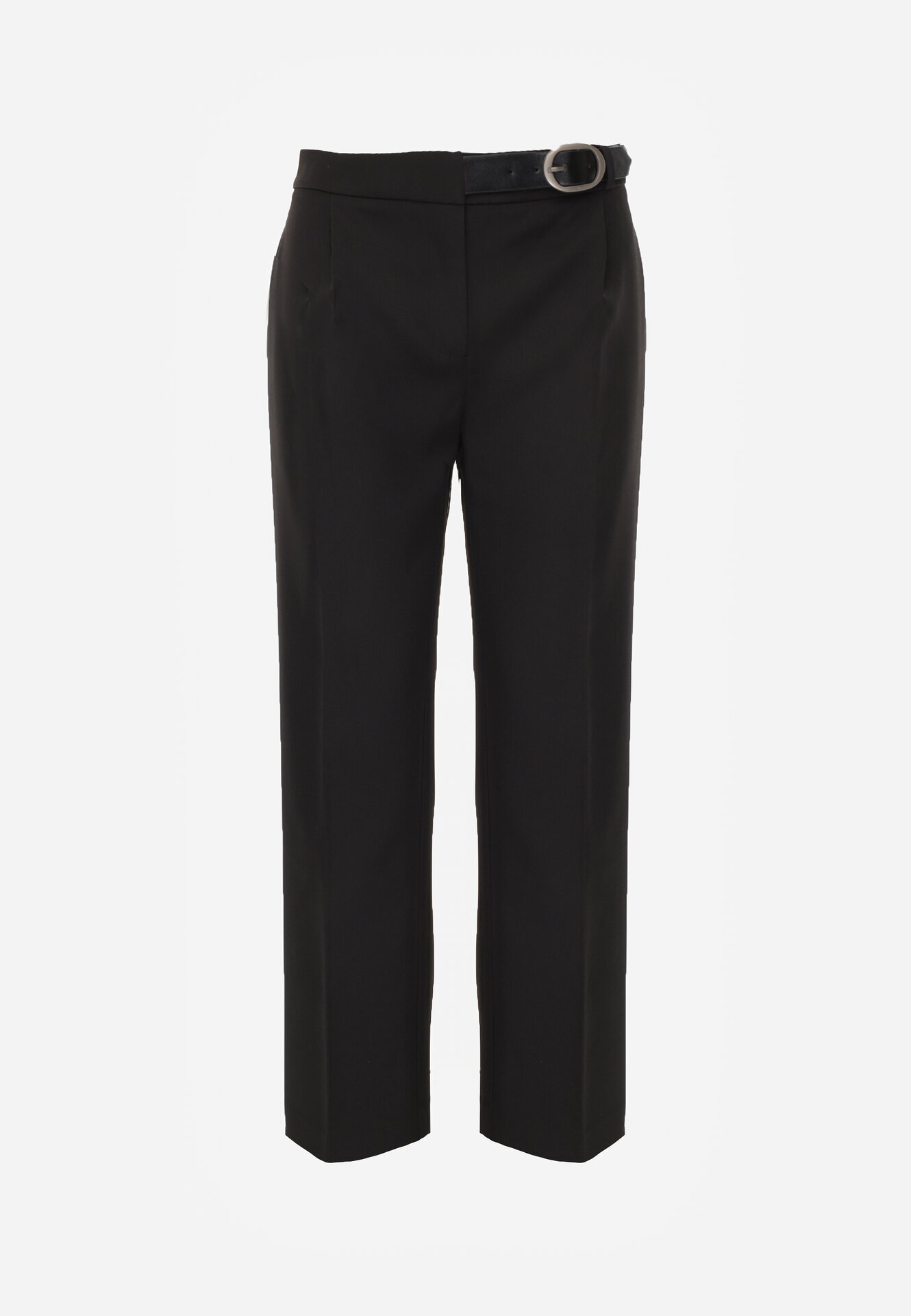 vices Pantaloni Eleganti Negri cu dungă cu centură cusută cu cataramă Azivore