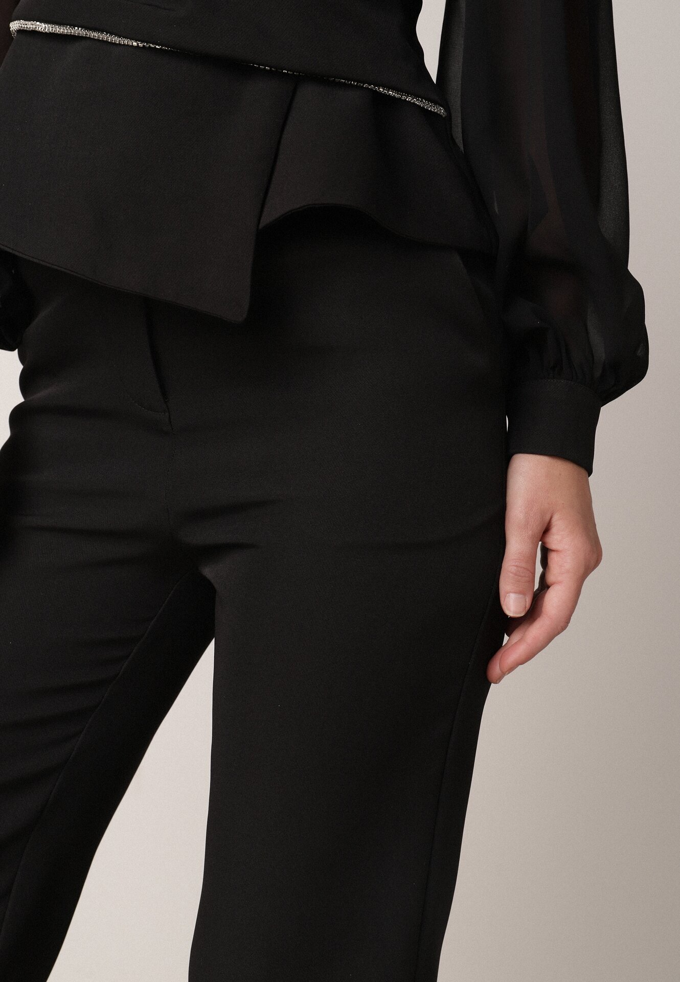 vices Pantaloni Negri Eleganți De costum cu Buzunare Zervia