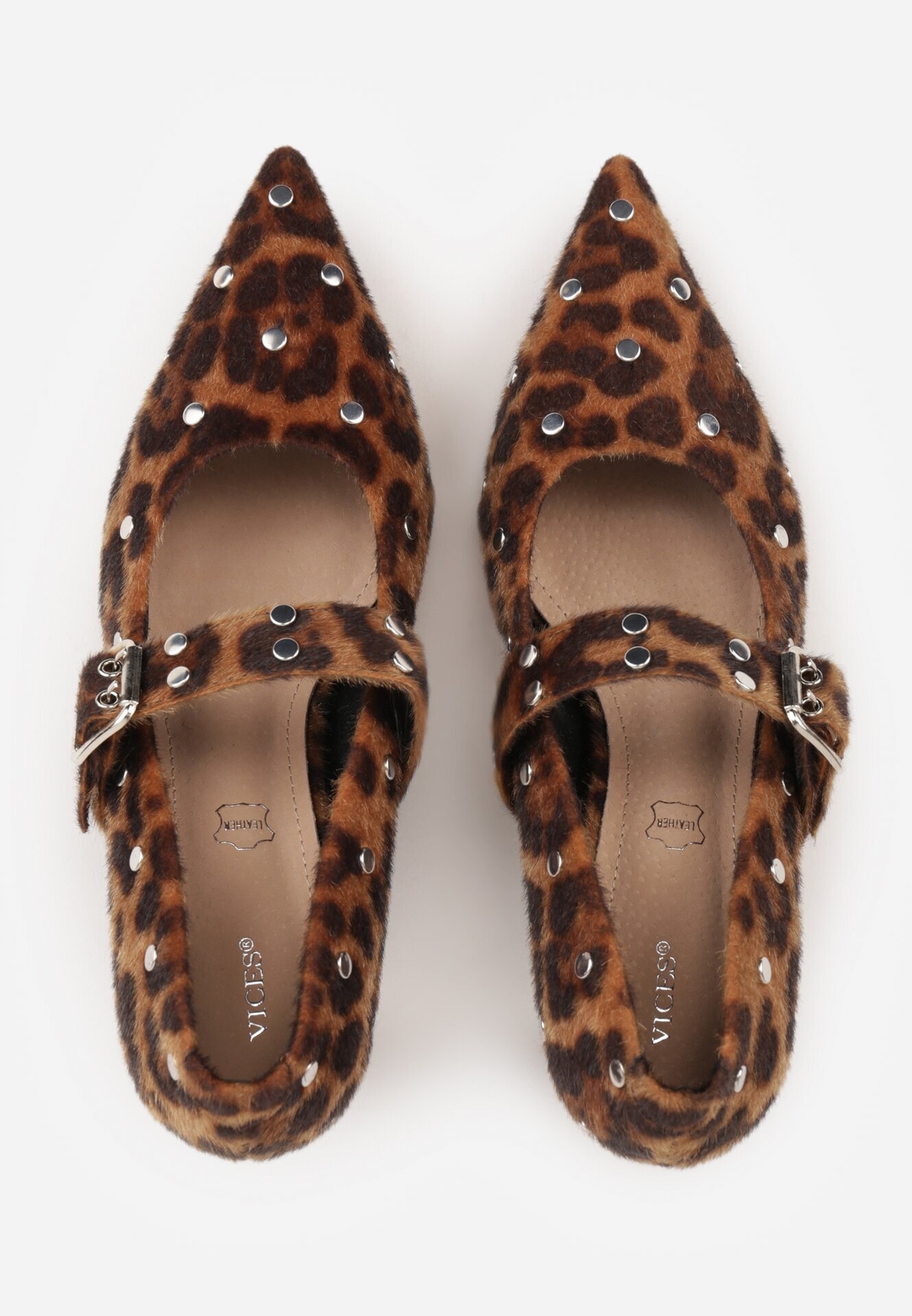 vices Pantofi cu toc cui cu imprimeu leopard cu branț din piele baretă și capse Nalizelle