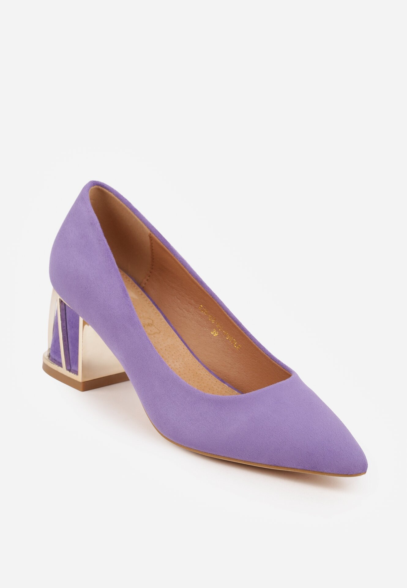 vices Pantofi cu toc Violet pe Toc Bloc Decorativ cu Brant din Piele Arvisel