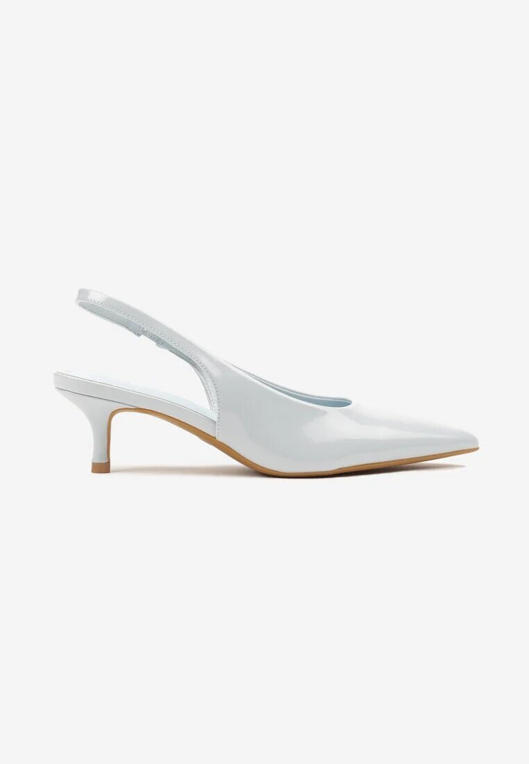 vices Pantoﬁ Lăcuite Albastre Slingback cu toc pisicuță Sonilitia