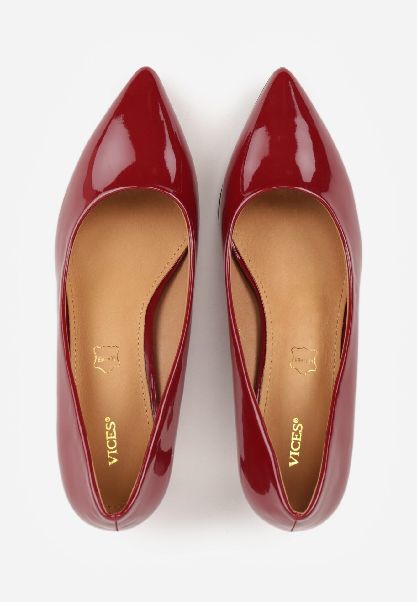 vices Pantofi stiletto Clasice Bordeaux cu branț din piele Valenthea