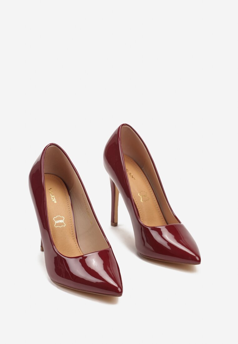 vices Pantofi stiletto clasici bordeaux lăcuiți cu branț din piele Soinna