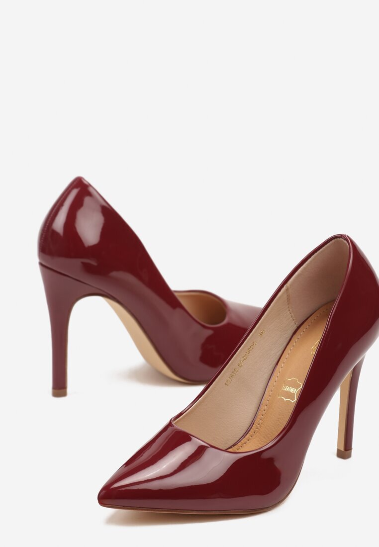 vices Pantofi stiletto clasici bordeaux lăcuiți cu branț din piele Soinna