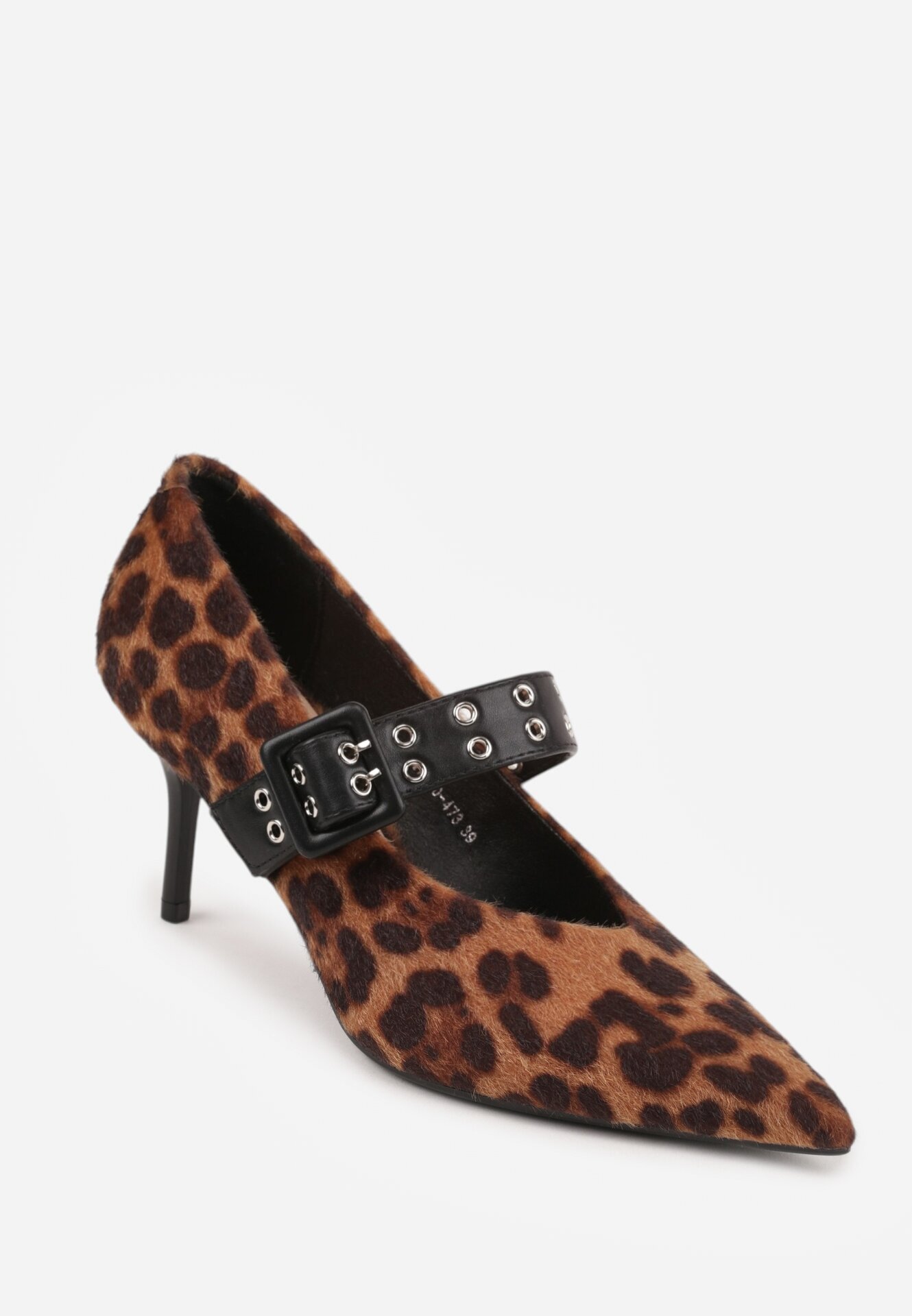 vices Pantofi stiletto leopard cu branț din piele decorați cu ținte Aribene