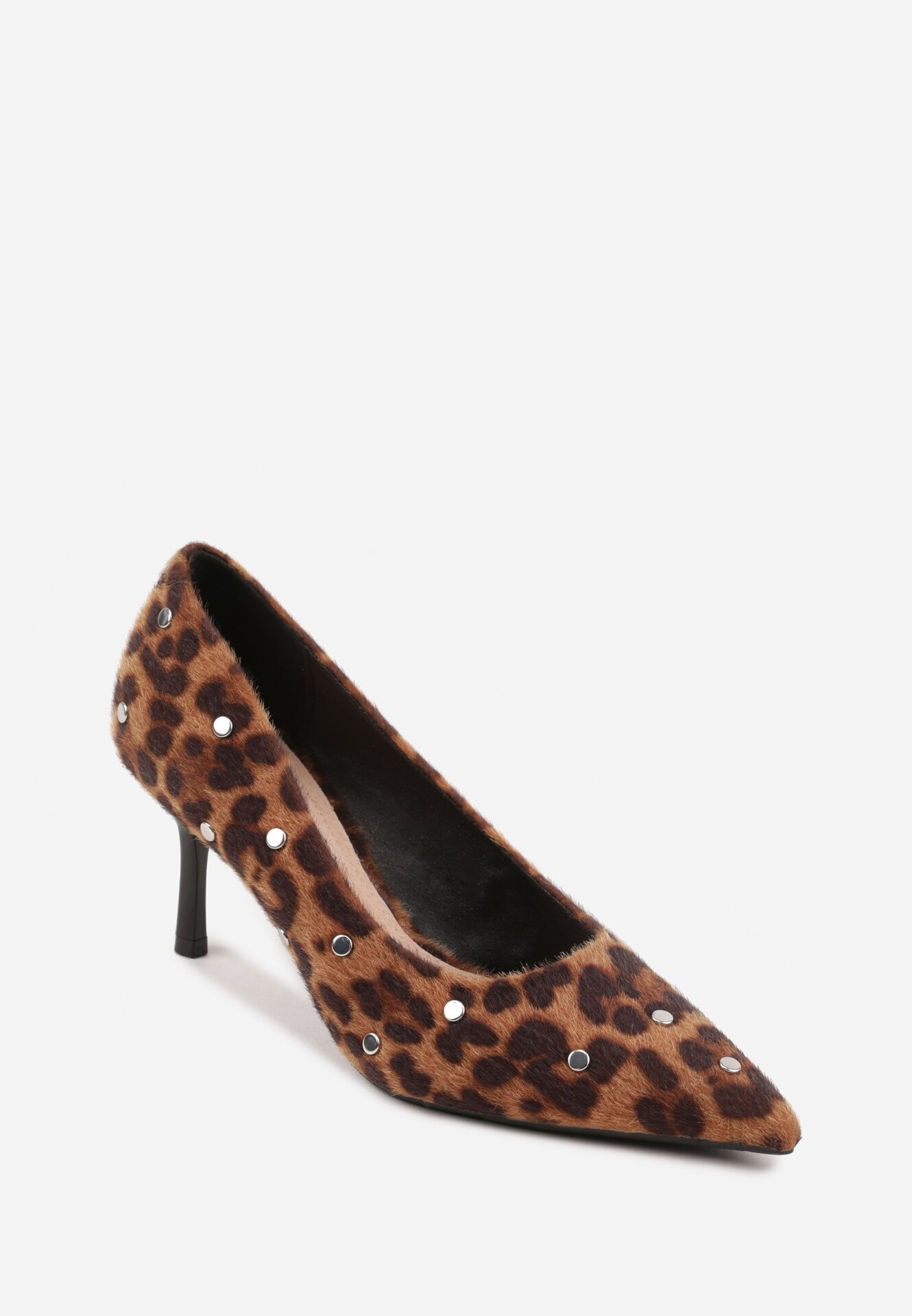 vices Pantofi Stiletto leopard cu toc cui cu branț din piele decorați cu ținte și cataramă Rilisea