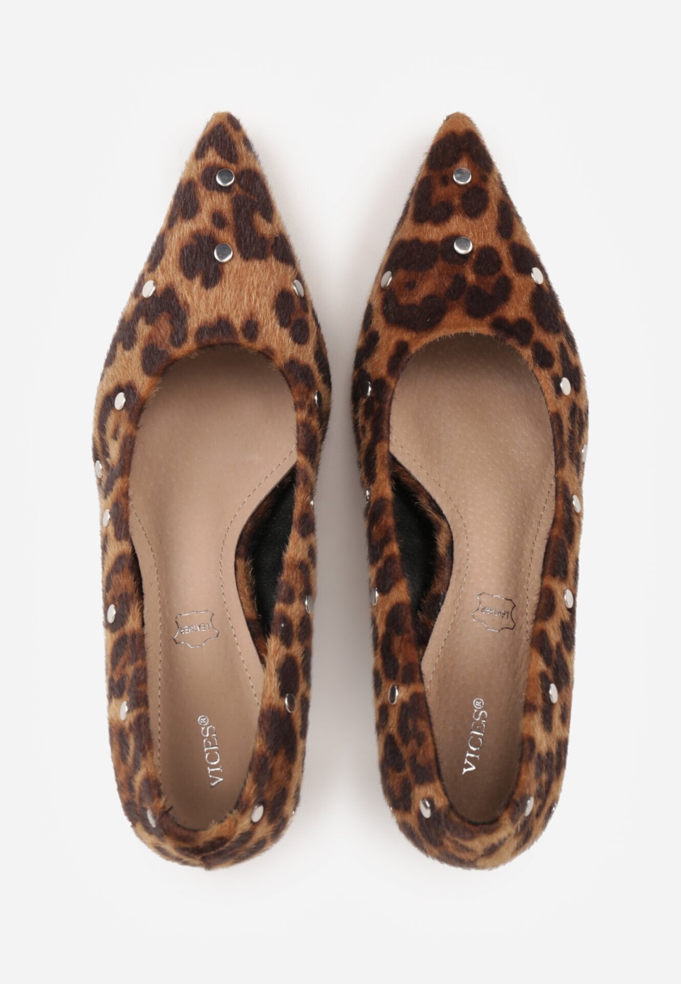 vices Pantofi Stiletto leopard cu toc cui cu branț din piele decorați cu ținte și cataramă Rilisea