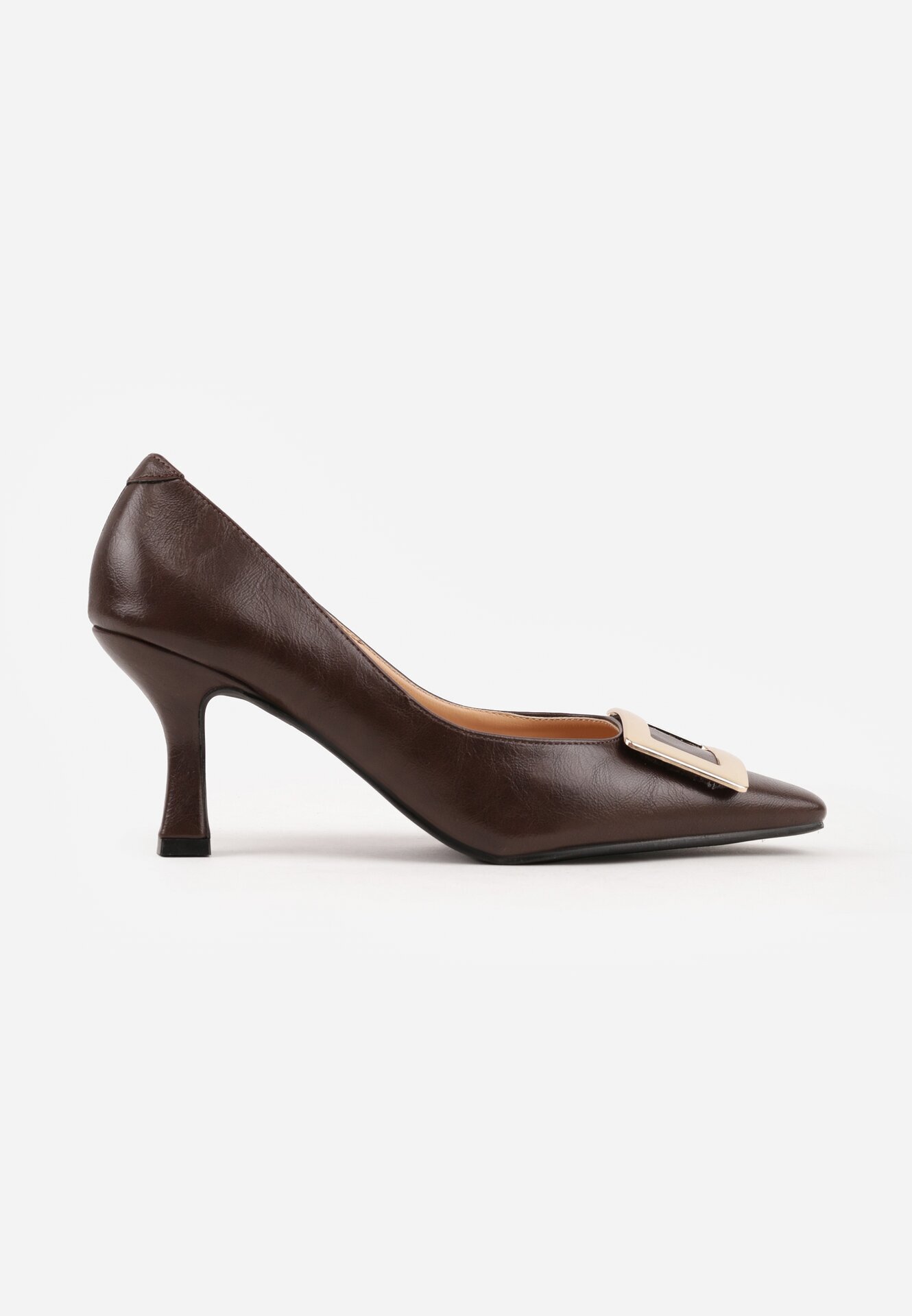 vices Pantofi stiletto Maro cu Brant din Piele și Aplicație Dreptunghiulară Berisse