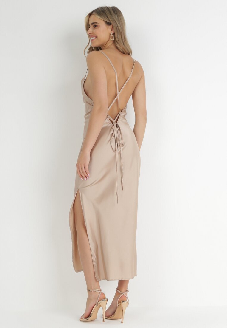 vices Rochie Bej de Satin Salassea