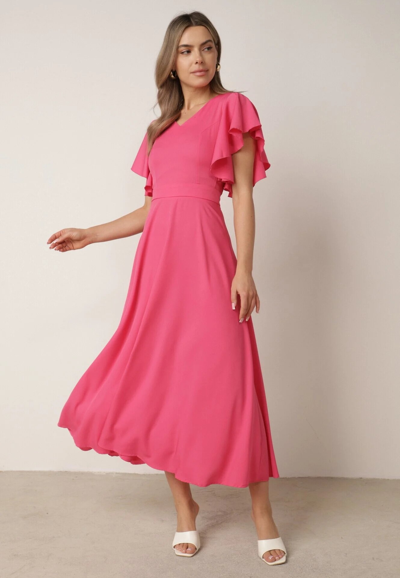 vices Rochie Cloche Fucsia Decorată Cu Volane Emilienne