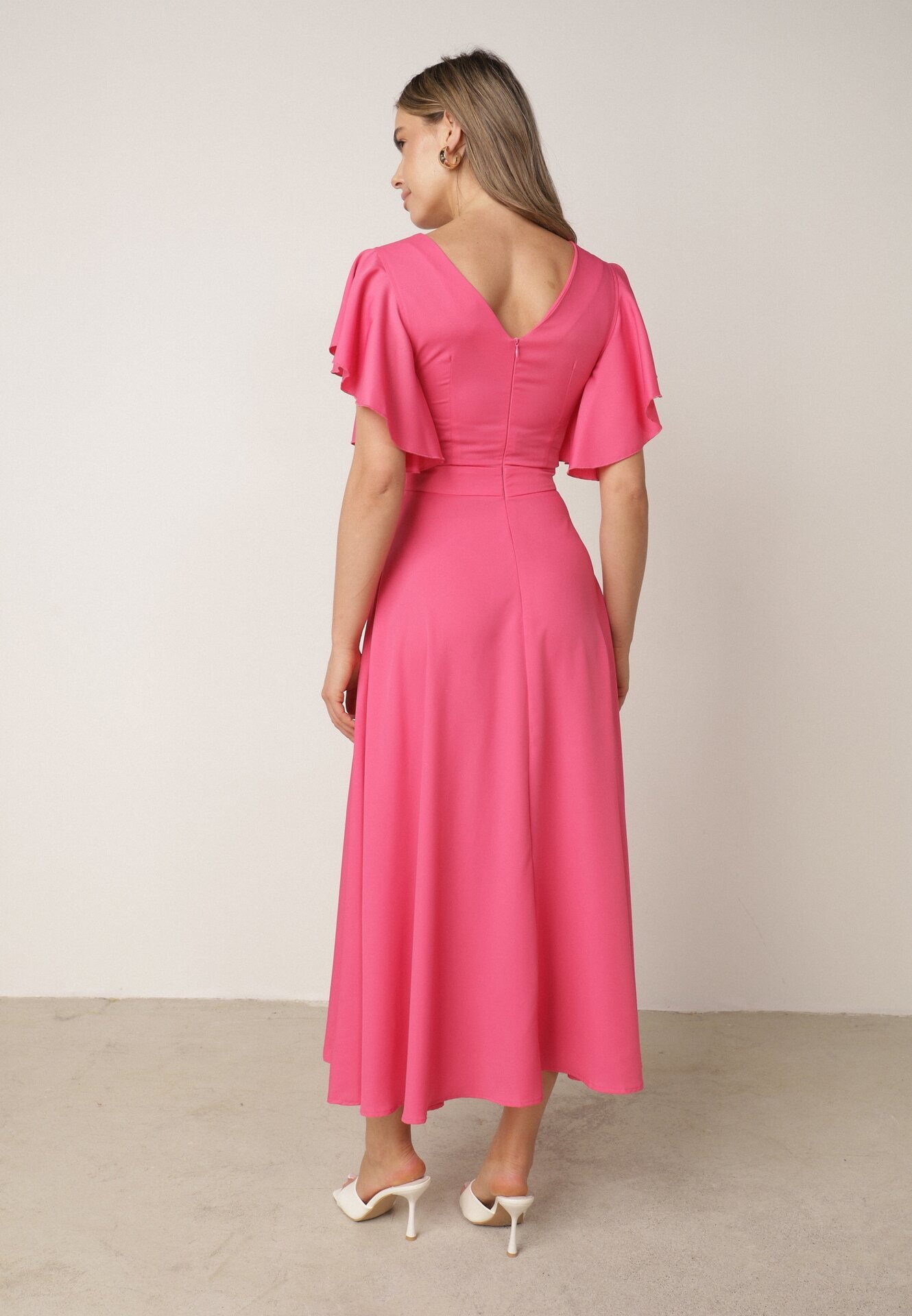 vices Rochie Cloche Fucsia Decorată Cu Volane Emilienne