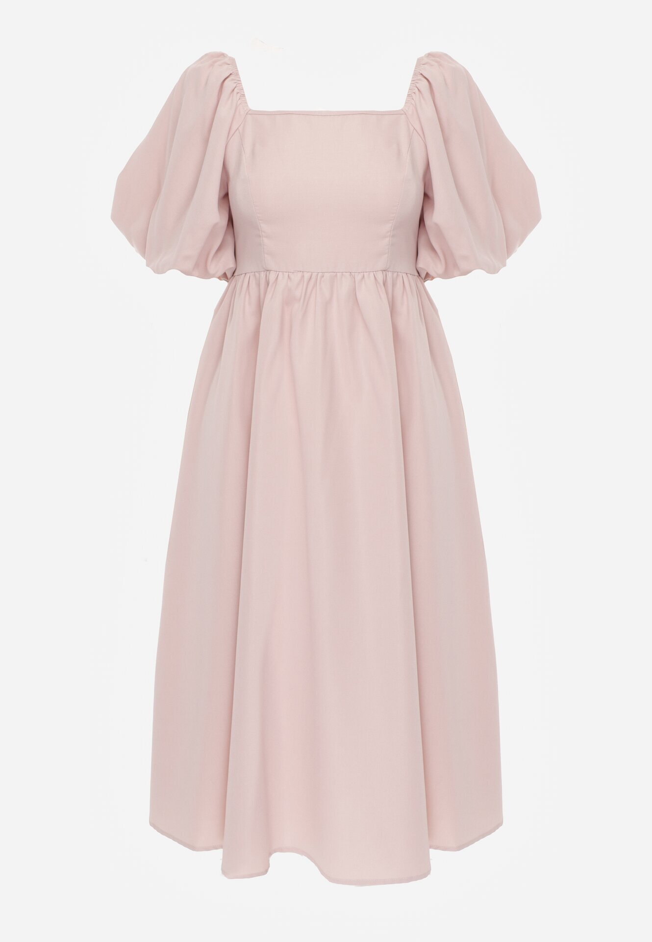 vices Rochie Cloche Roz Midi cu Mâneci bufante și Decolteu pătrat Ceania