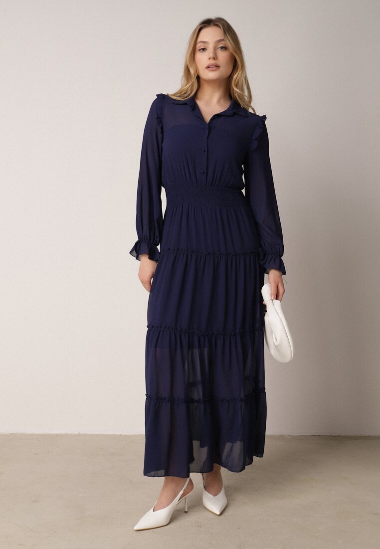vices Rochie Cloș Bleumarin Tip cămașă Stil Retro Aravite