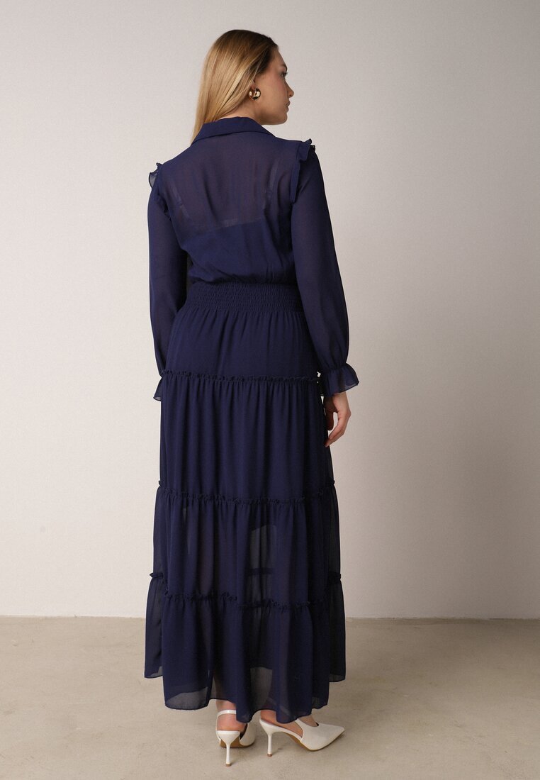 vices Rochie Cloș Bleumarin Tip cămașă Stil Retro Aravite