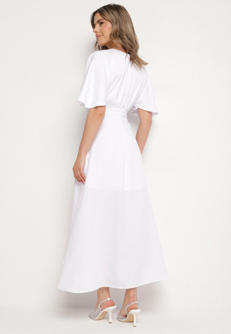 vices Rochie de cocktail bej deschis cu croi asimetric cu volan Finexia
