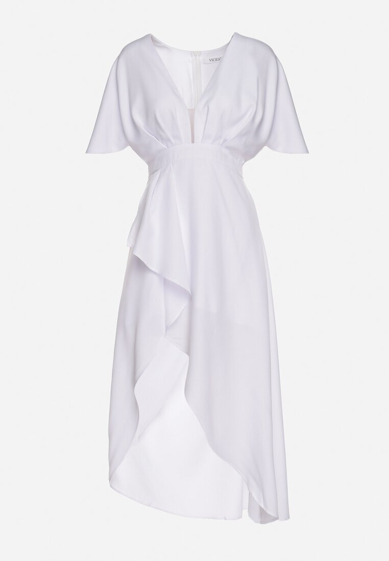 vices Rochie de cocktail bej deschis cu croi asimetric cu volan Finexia