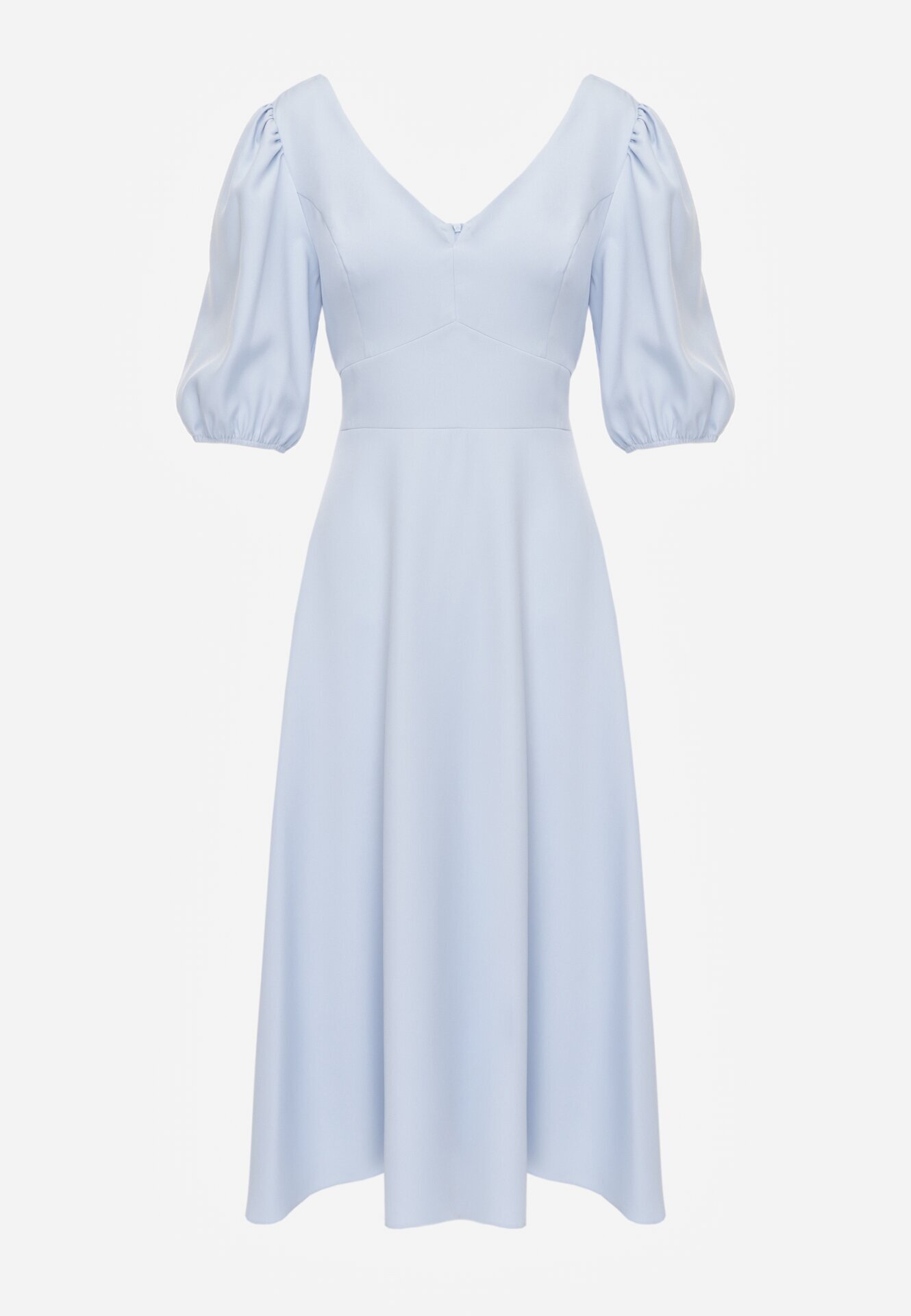 vices Rochie elegantă cu mâneci bufante și tip cravată la spate Zeepy Albastră