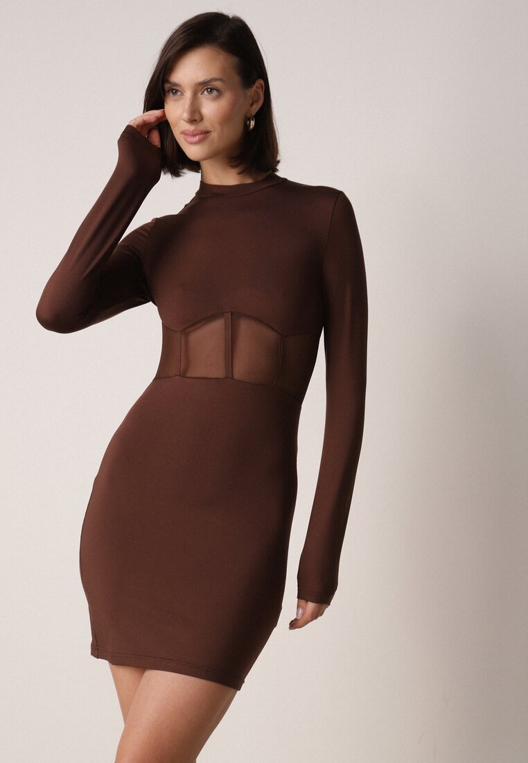 vices Rochie Maro Mulată Decorată cu Partea Superioară Transparentă Tip Corset Axerne