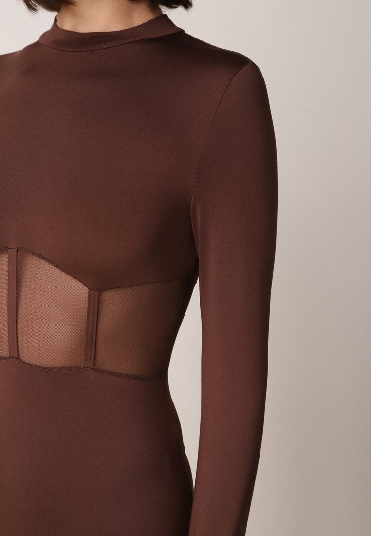 vices Rochie Maro Mulată Decorată cu Partea Superioară Transparentă Tip Corset Axerne