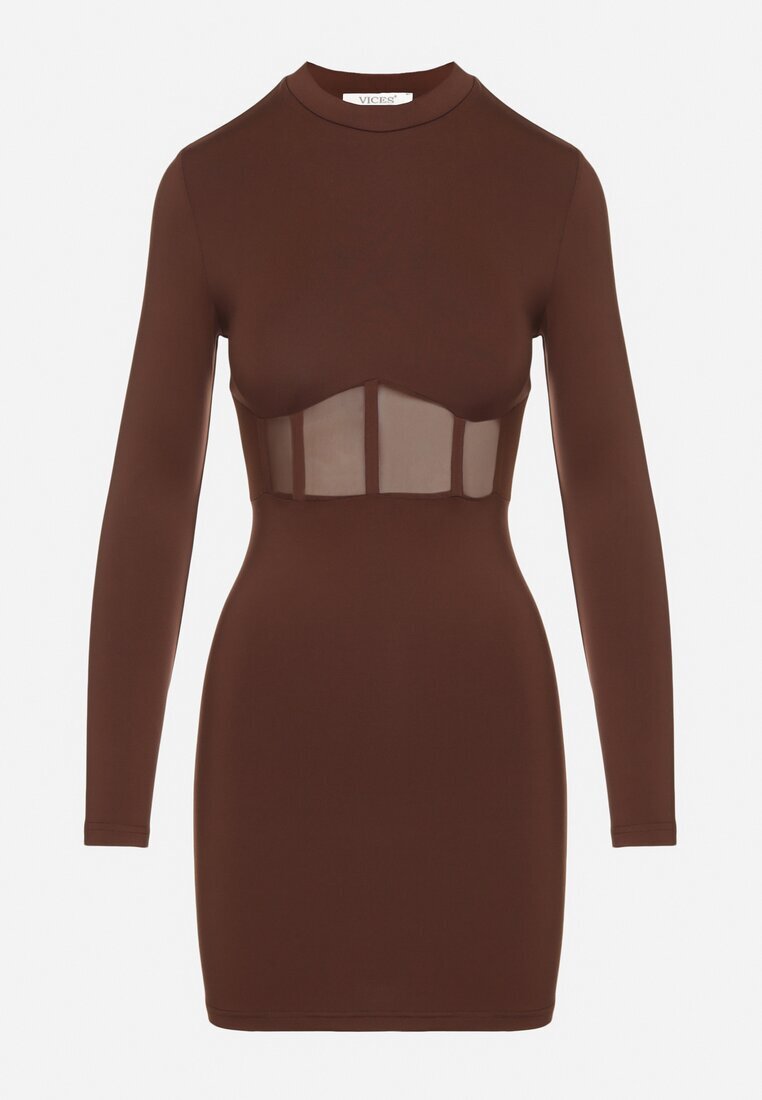 vices Rochie Maro Mulată Decorată cu Partea Superioară Transparentă Tip Corset Axerne