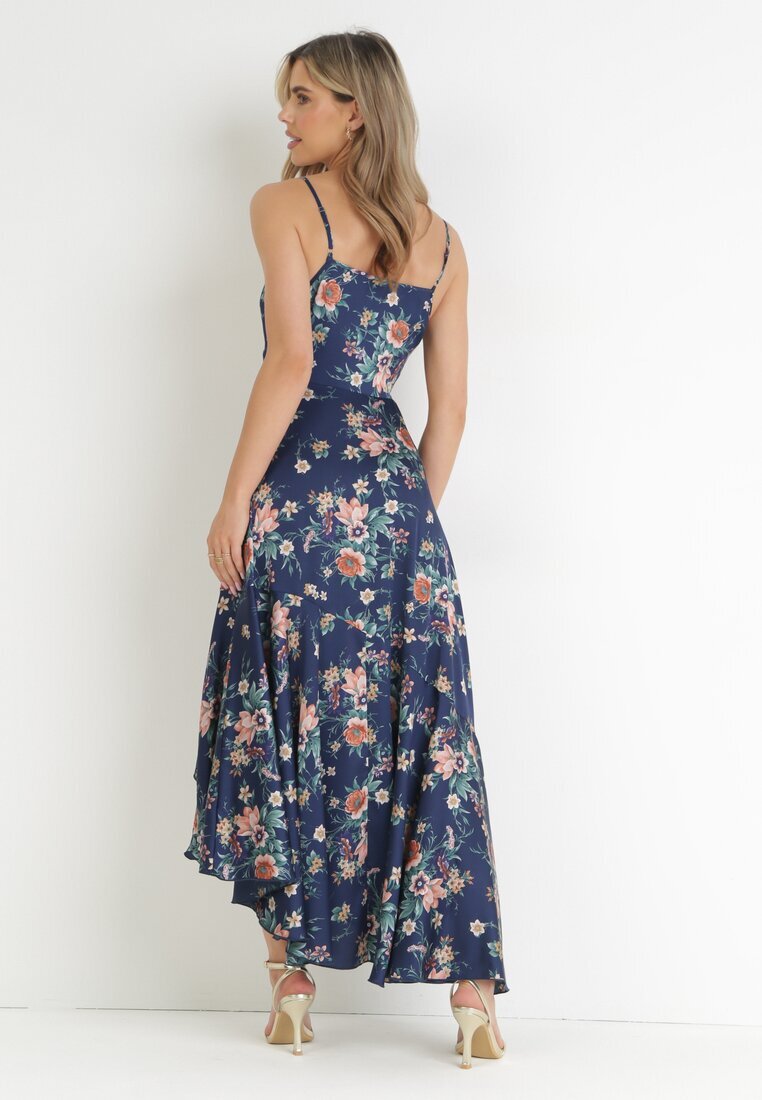 vices Rochie maxi bleumarin cu bretele subțiri cu tiv asimetric Nylas