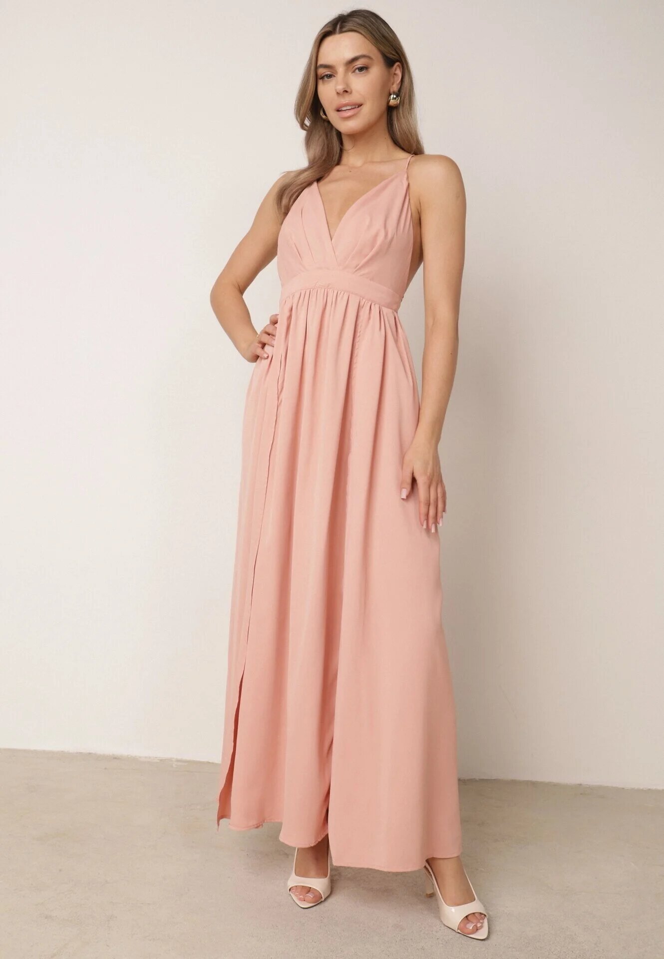 vices Rochie Maxi Roz pe bretele cu croială evazată și decolteu triunghiular Juliane
