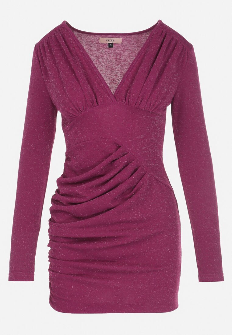 vices Rochie Mov Mini Cambrată cu încrețituri decorative Raffir