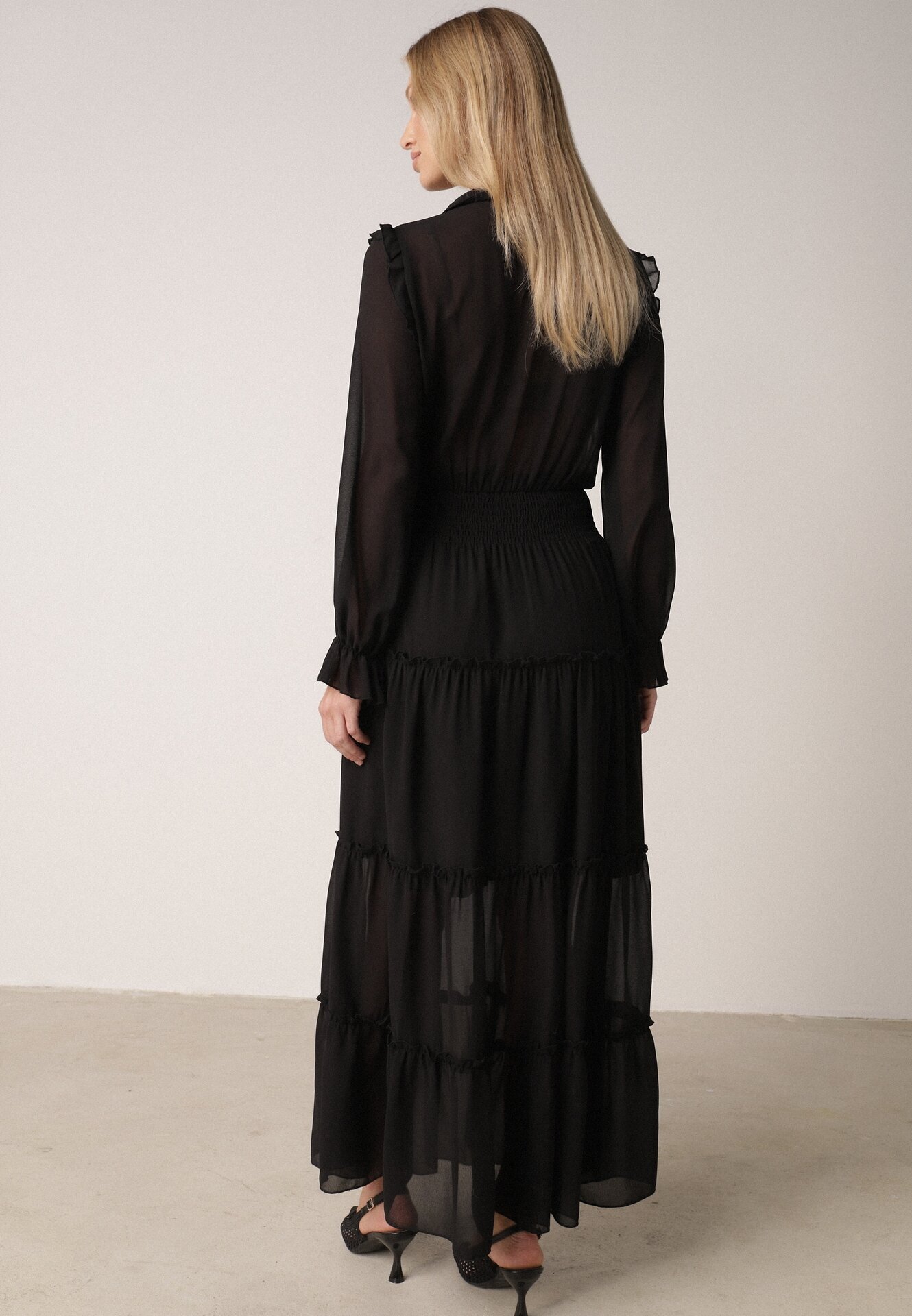 vices Rochie Neagră Evazată Tip cămașă Stil Retro Aravite