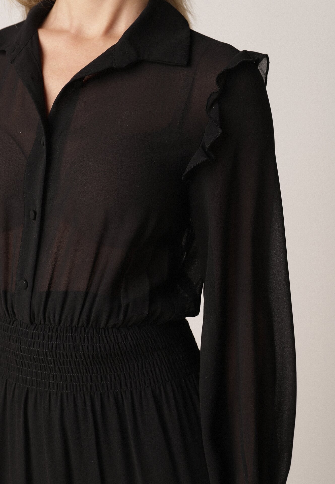 vices Rochie Neagră Evazată Tip cămașă Stil Retro Aravite