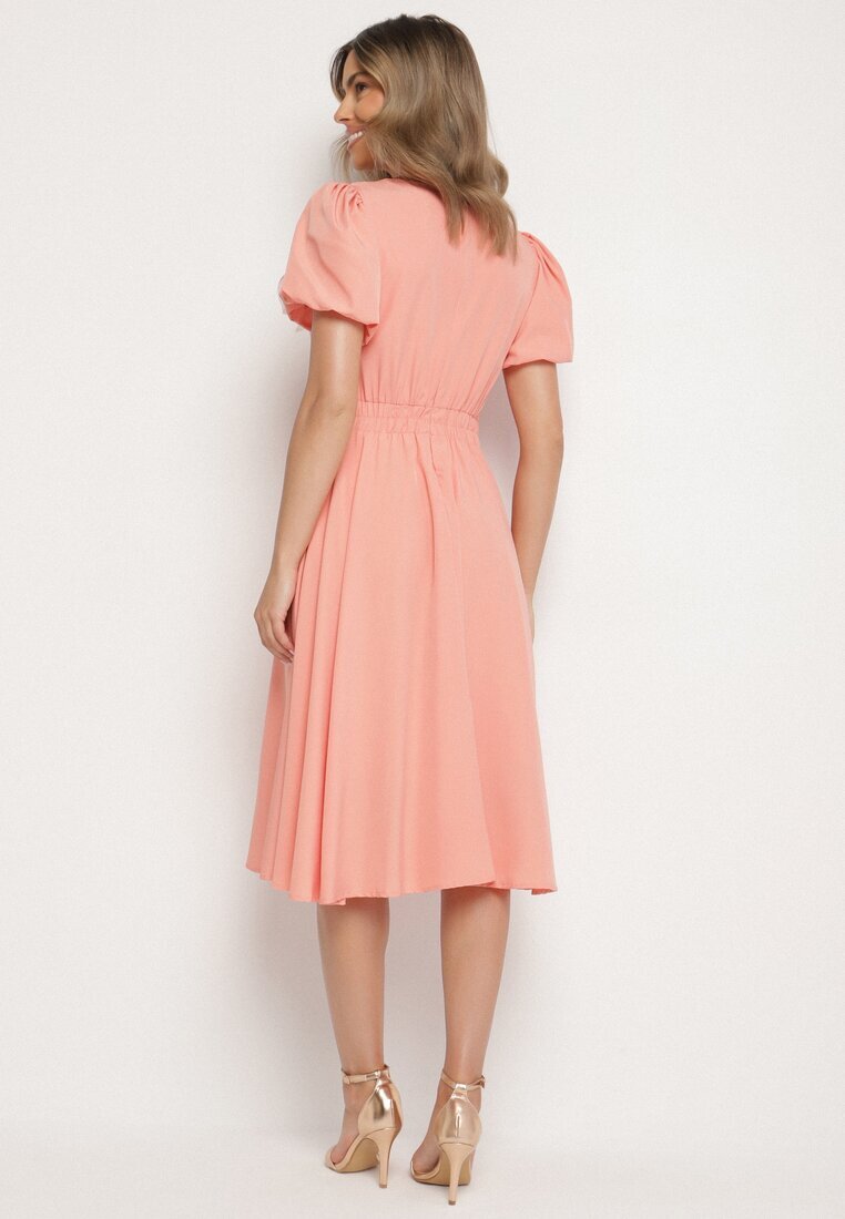 vices Rochie Roz cu croială evazată cu floare detașabilă 3D Rallarea
