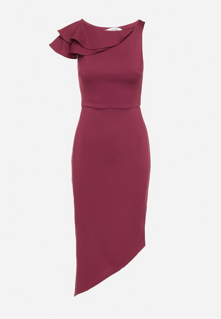vices Rochie violetă de cocktail mulată cu volan Zivarae