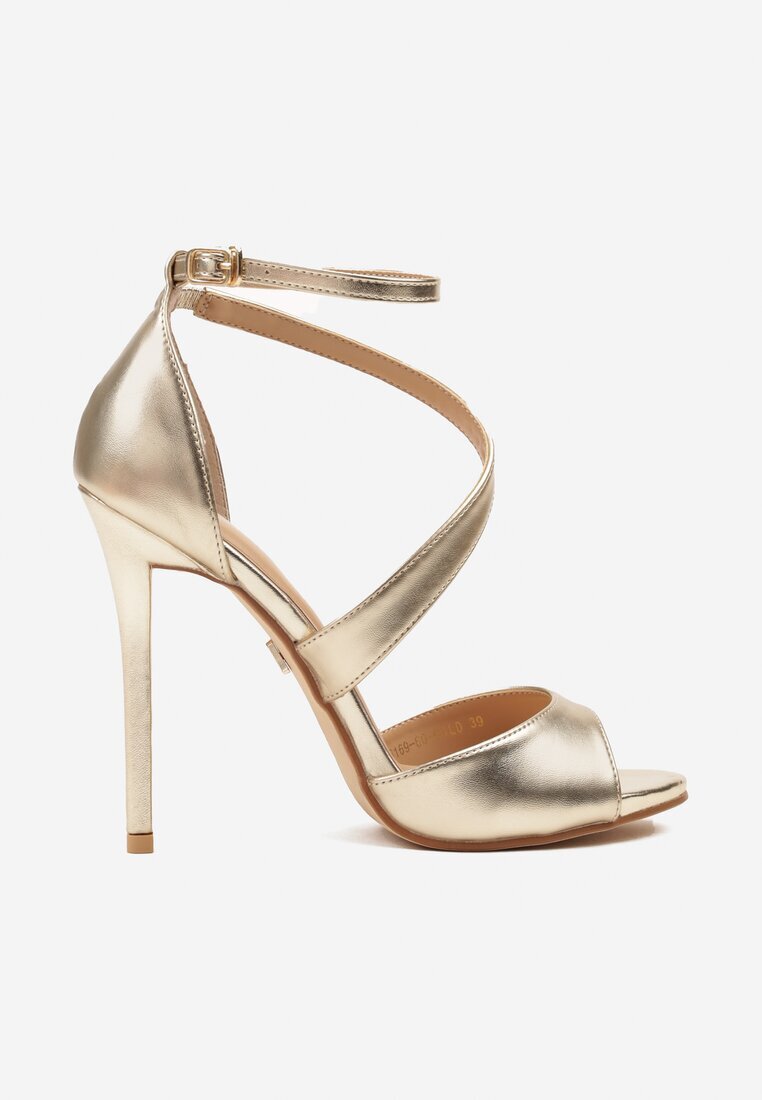 vices Sandale Aurii cu toc stiletto cu Barete Asimetrice Sarivie
